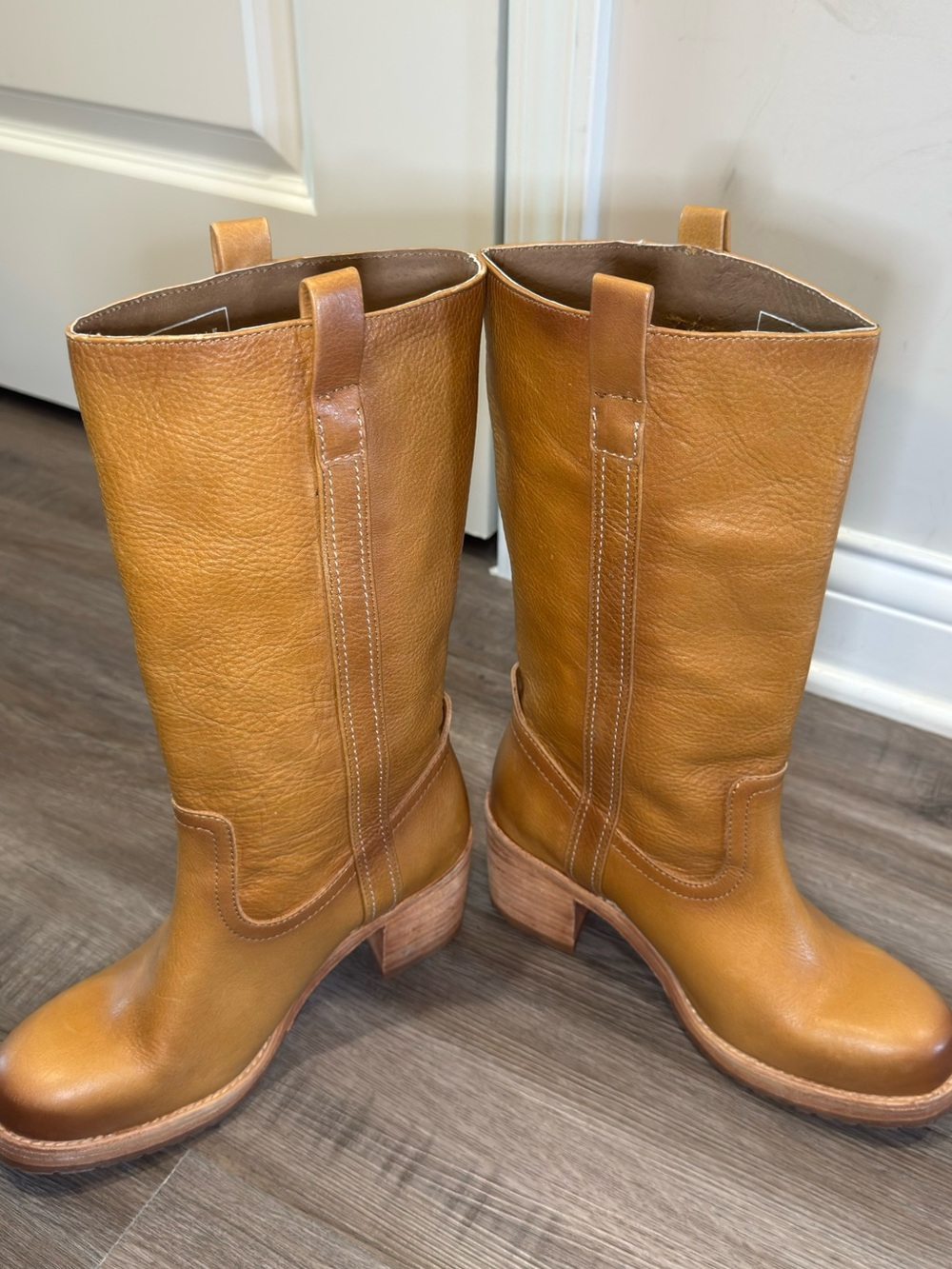 Cleo + Wolf Scout Fashion Tan Leather Round Toe Heeled Boots - Picture 6 of 11